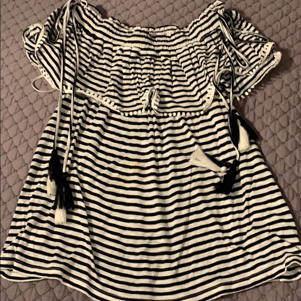 Loft striped off the shoulder top